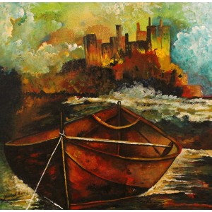 Naushad Alam, 24 x 24 Inch, Oil on Canvas, Seascape Painting, AC-NAL-123